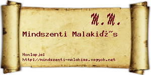 Mindszenti Malakiás névjegykártya